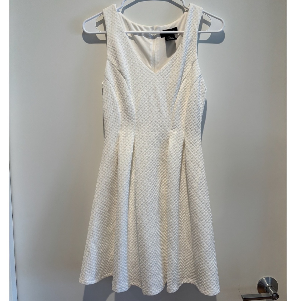 TeezeMe White V-Neck Fit & Flare Dress